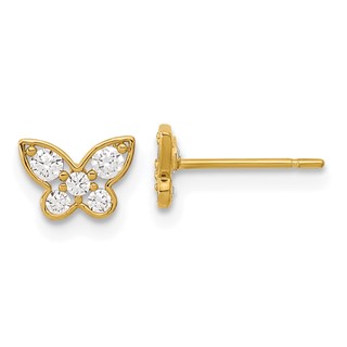 14k Madi K Kids CZ Butterfly Childrens Post Earrings