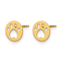 14K Madi K Kids Pawprint Post Earrings view 2