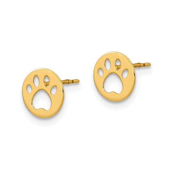 14k Madi K Kids Pawprint Childrens Post Earrings