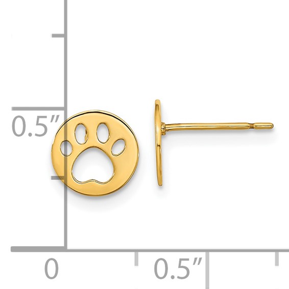 14k Madi K Kids Pawprint Childrens Post Earrings