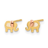 14K Two-tone Madi K Mother of Pearl Elephant Post Earrings view 2