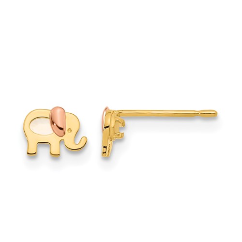 14K Two-tone Madi K Mother of Pearl Elephant Post Earrings