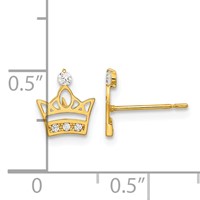 14K Yellow Gold Madi K Kids CZ Crown Post Earrings view 3