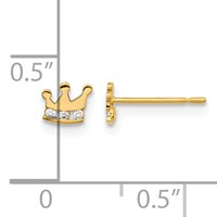 14K Yellow Gold Madi K Kids CZ Crown Post Earrings view 3