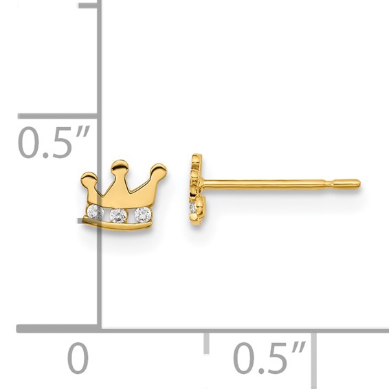 14k Madi K Kids CZ Crown Childrens Post Earrings