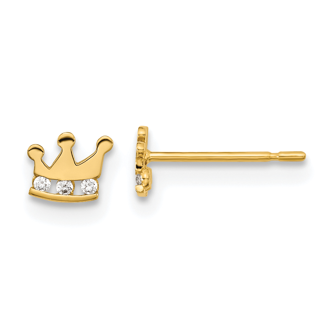 14k Madi K Kids CZ Crown Post Earrings (GK962)