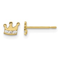 14K Yellow Gold Madi K Kids CZ Crown Post Earrings view 1