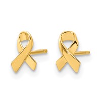 14K Yellow Gold Madi K Awareness Ribbon Post Earrings view 2