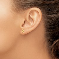 14K Yellow Gold Madi K Awareness Ribbon Post Earrings view 3