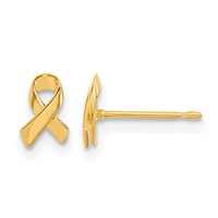 14K Yellow Gold Madi K Awareness Ribbon Post Earrings view 1