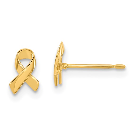 14k Madi K Awareness Ribbon Childrens Post Earrings