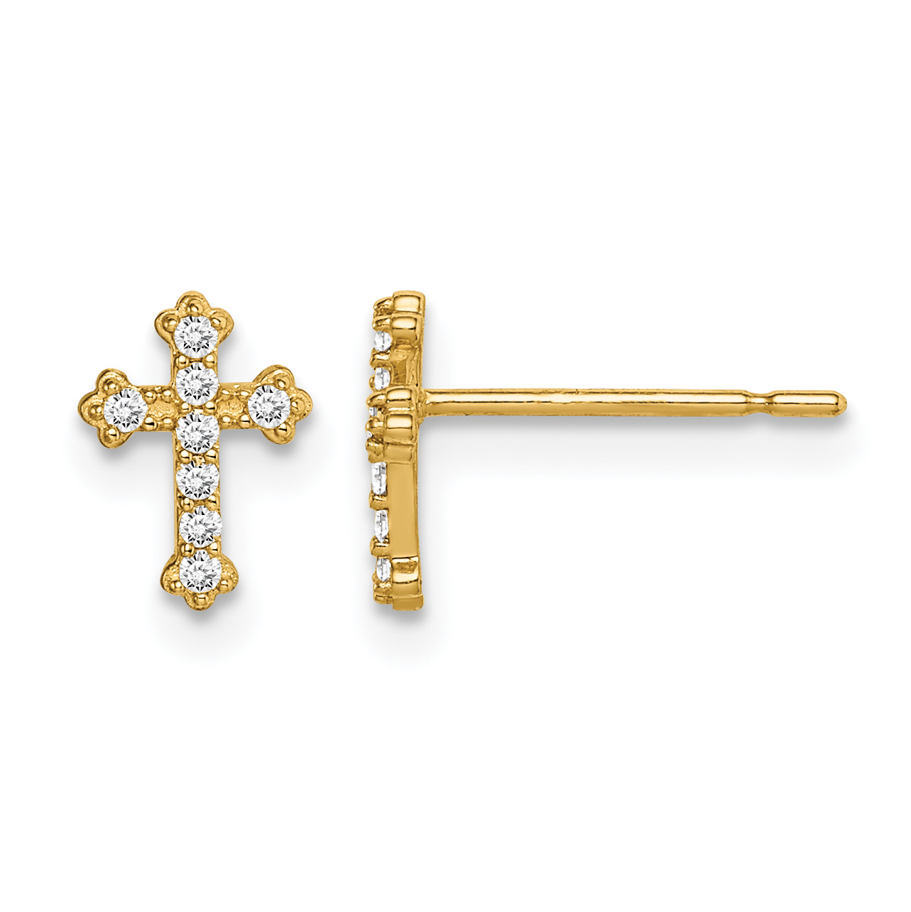 14k Madi K CZ Cross Post Earrings (GK976)