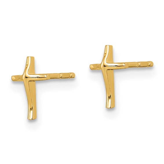 Gold Childrens Cross Post Earrings