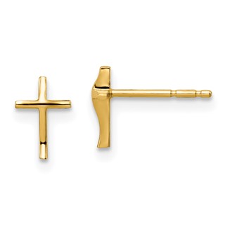 Gold Childrens Cross Post Earrings