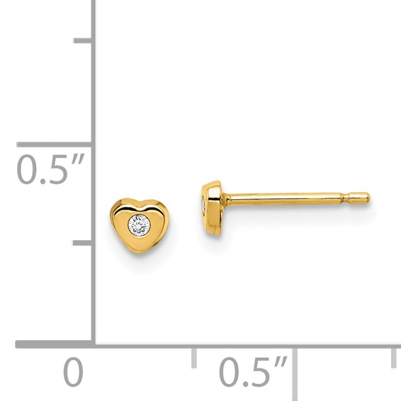14k Madi K CZ 3.5mm Heart Childrens Post Earrings