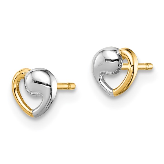 14k and White Rhodium Madi K 5.00mm Heart Childrens Post Earrings