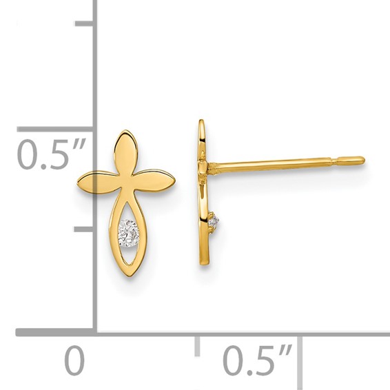 14k and White Rhodium Madi K 5.00mm Heart Childrens Post Earrings