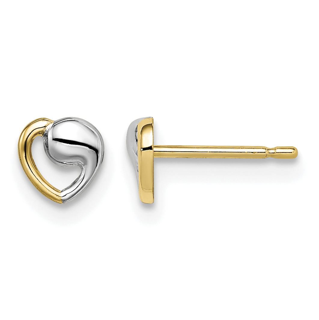 14k Madi K & White Rhodium Heart Post Earrings (GK985)