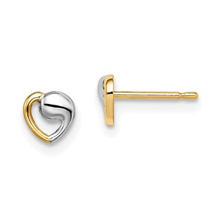 14k and White Rhodium Madi K 5.00mm Heart Childrens Post Earrings