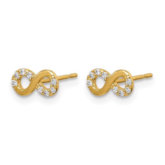 14k Madi K CZ Infinity Symbol Childrens Post Earrings
