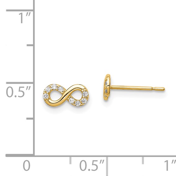 14k Madi K CZ Infinity Symbol Childrens Post Earrings