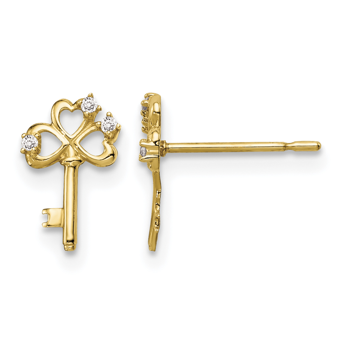 14k Madi K CZ Key Post Earrings (GK989)