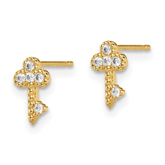 14k Madi K Key CZ Post Earrings