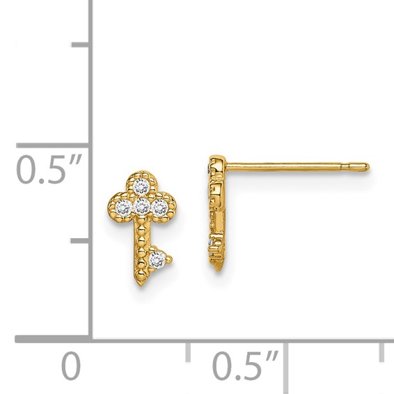 14k Madi K Key CZ Post Earrings