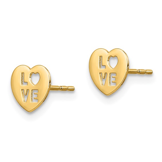 14k Madi K 7.00mm Love Heart Childrens Post Earrings