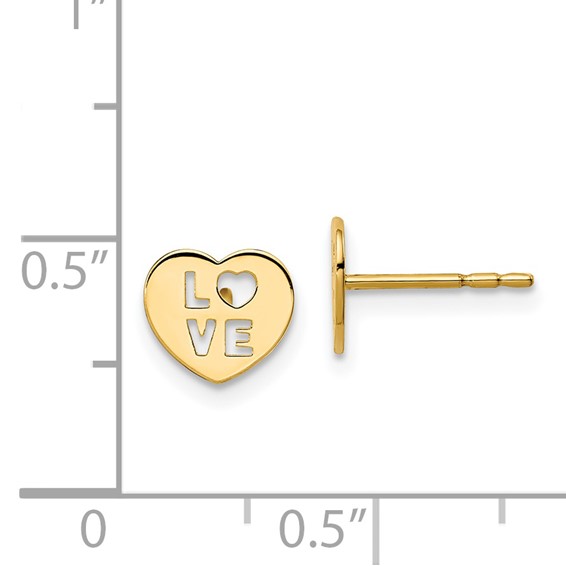 14k Madi K 7.00mm Love Heart Childrens Post Earrings
