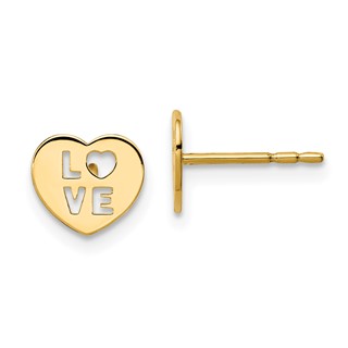 14k Madi K 7.00mm Love Heart Childrens Post Earrings