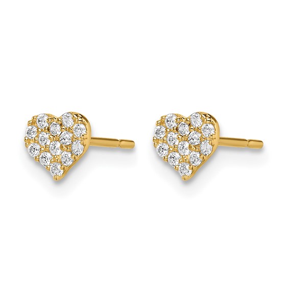 14k Madi K CZ 5mm Heart Childrens Post Earrings