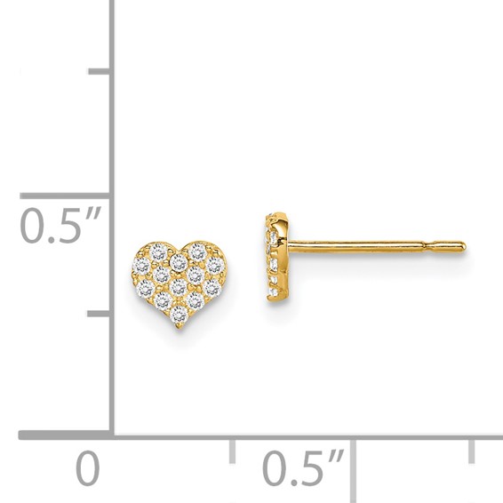 14k Madi K CZ 5mm Heart Childrens Post Earrings