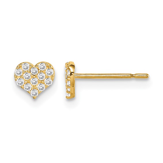 14k Madi K CZ 5mm Heart Childrens Post Earrings