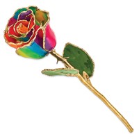 Lacquer Dipped Gold Trimmed Paradise Neon Tie Dyed Real Rose view 2