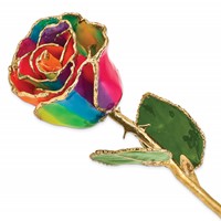 Lacquer Dipped Gold Trimmed Paradise Neon Tie Dyed Real Rose view 1