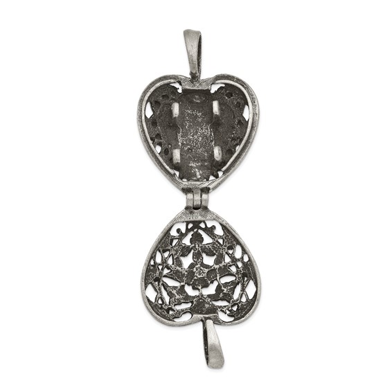 ALWAYS IN MY HEART Silver-tone Antiqued Heart Locket Memorial with Brass Ash Holder 24 inch Necklace with Message Card