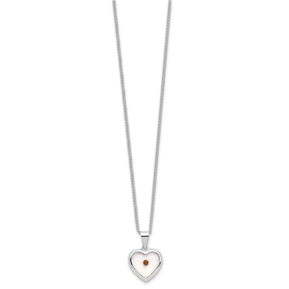 Cherishables Mustard Seed Acrylic Heart 18 inch Silver-plated Necklace with Mustard Seed Legend Message Card