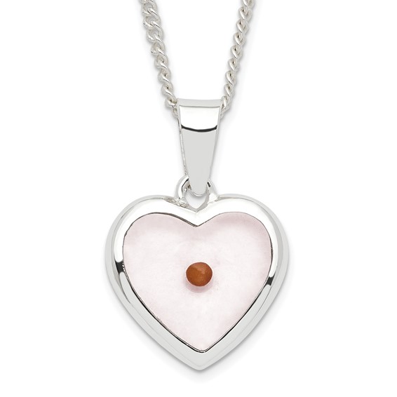 Cherishables Mustard Seed Acrylic Heart 18 inch Silver-plated Necklace with Mustard Seed Legend Message Card