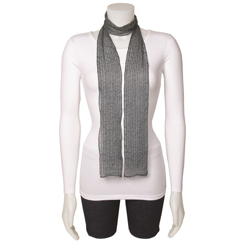 Grey Beaded Woven Polyester Fashion Scarf