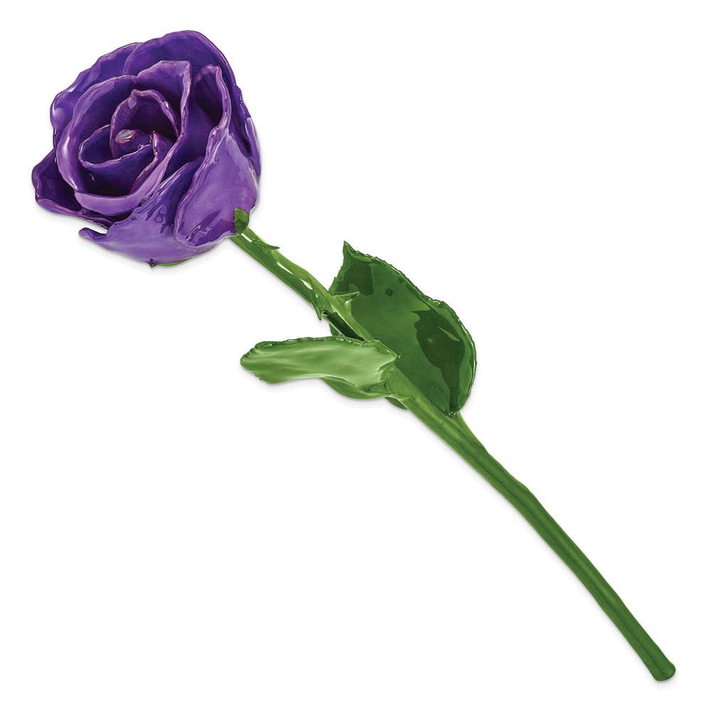 Lacquer Dipped Silver Trimmed Purple Natural Rose Lacquer Dipped Silver Trimmed Purple Natural Rose