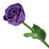 Lilac Lacquer Dipped Natural Rose with Green Leaves and Stem view 1