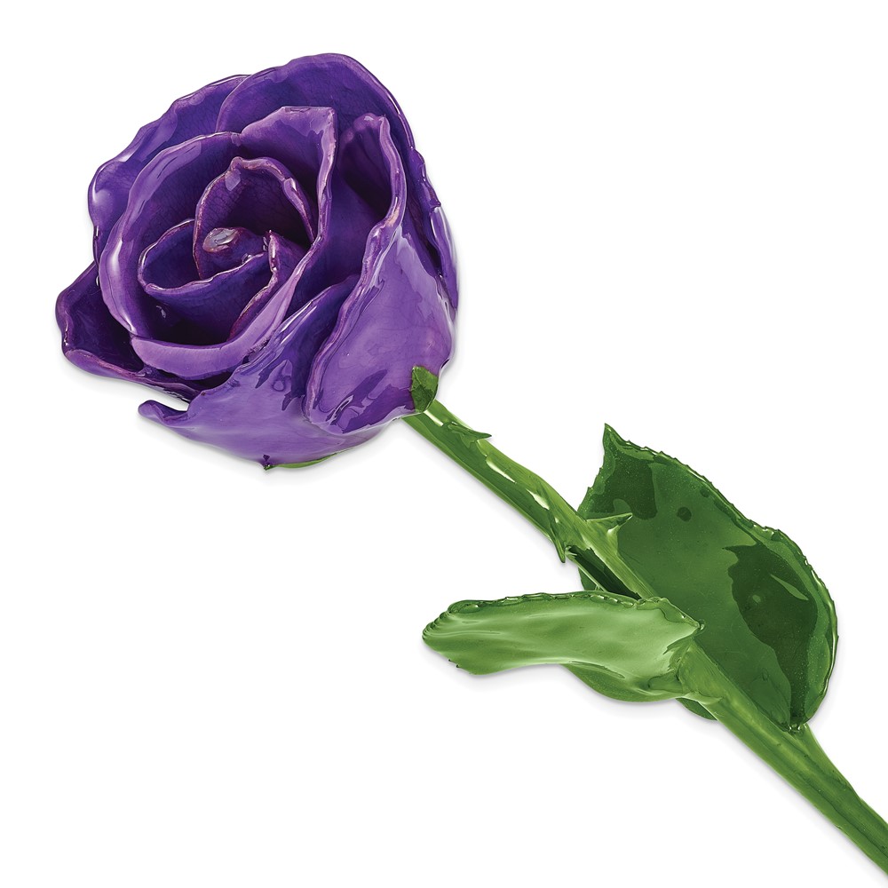 Lacquer Dipped Silver Trimmed Purple Natural Rose Lacquer Dipped Silver Trimmed Purple Natural Rose
