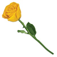 Yellow Lacquer Dipped Natural Rose with Green Leaves and Stem view 2