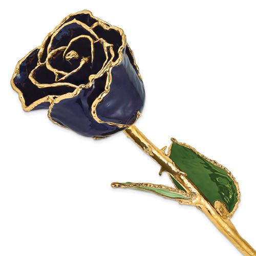 Lacquer Dipped 24K Gold Trimmed Twilight Pearl Real Rose