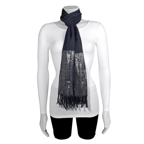Charcoal Metallic Silver Fashion Scarf