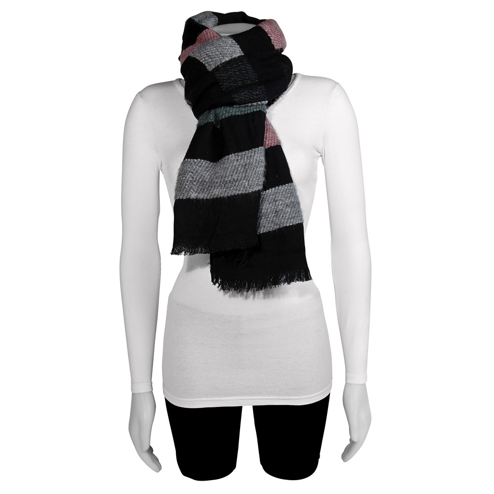 Black Pink Grey Stripe Fashion Scarf