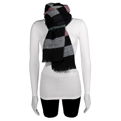 Black Pink Grey Stripe Fashion Scarf