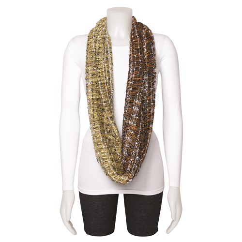Brown Yellow Multicolor Open Weave Circular Scarf