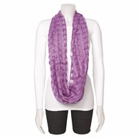 Purple Sheer Windowpane Design Circular Viscose Scarf view 1